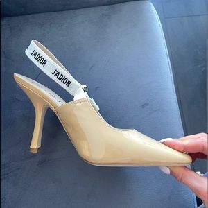 Nude sling back heels